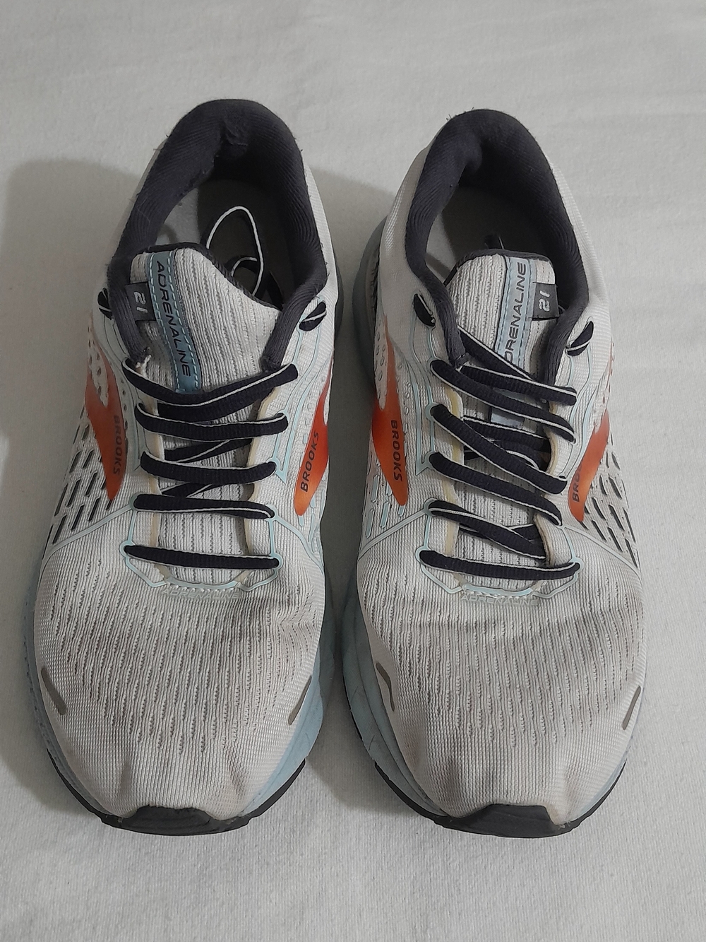 Brooks White and Orange Adrenaline Running Shoes